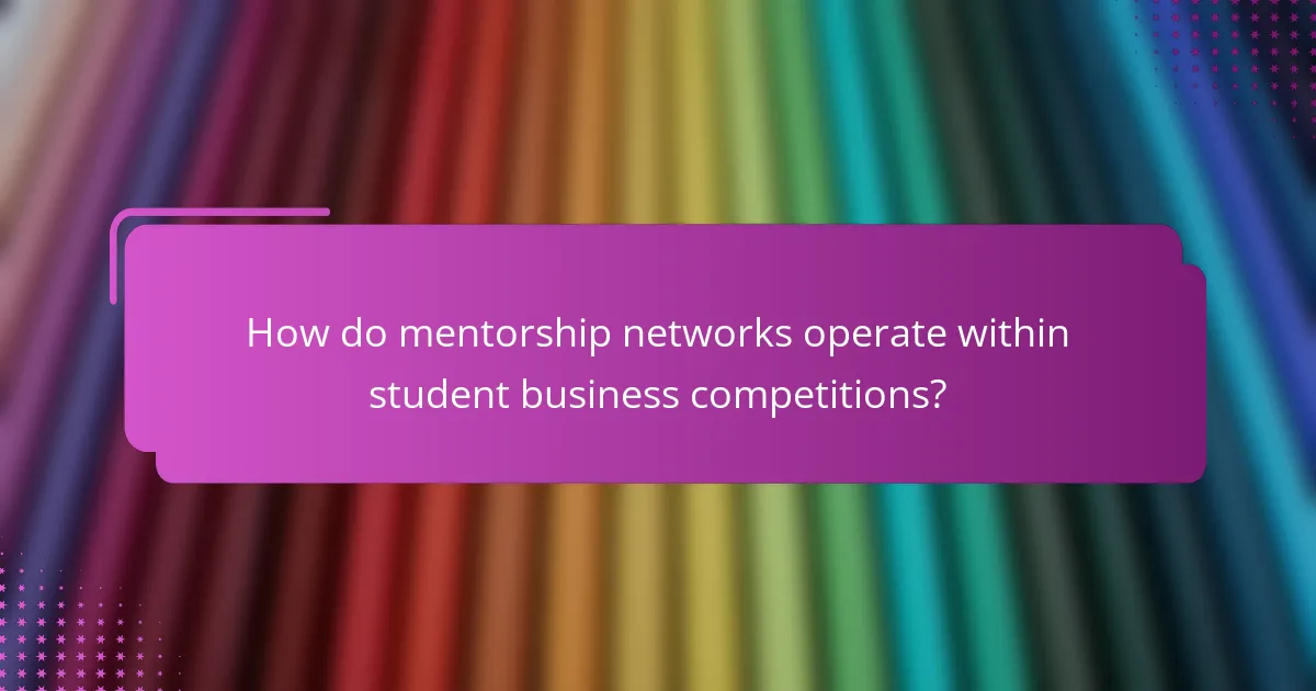 How do mentorship networks operate within student business competitions?