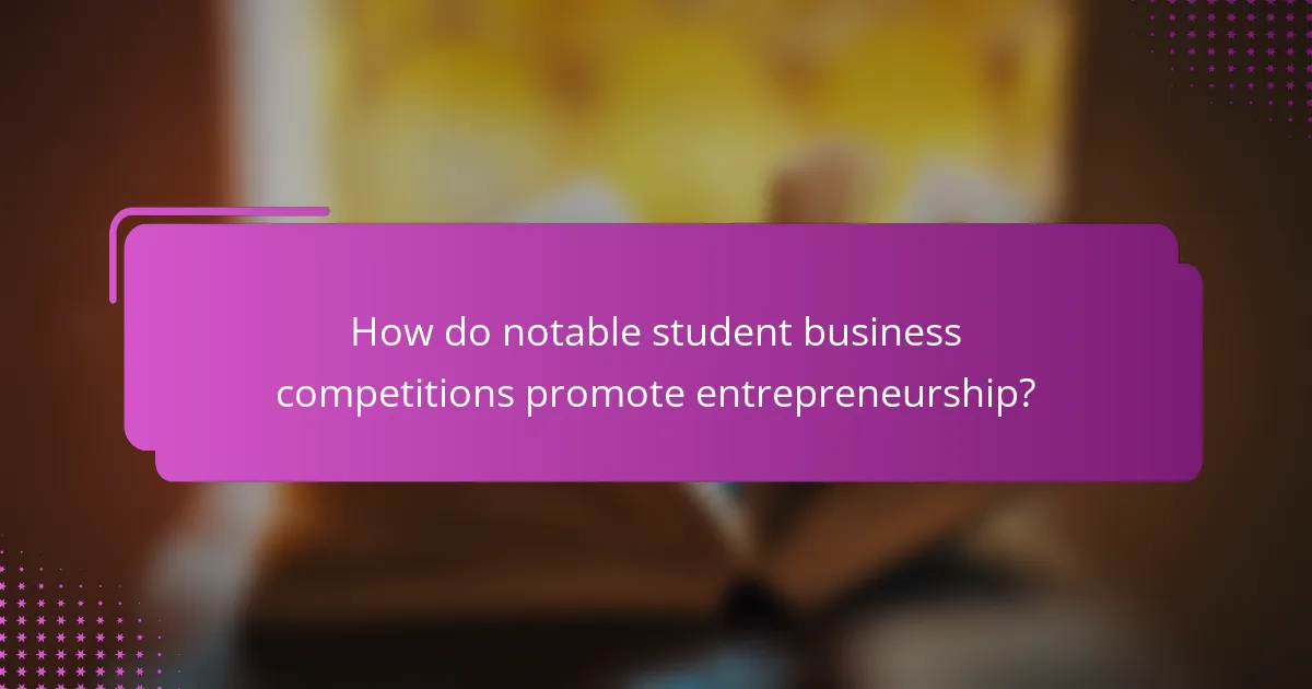 How do notable student business competitions promote entrepreneurship?