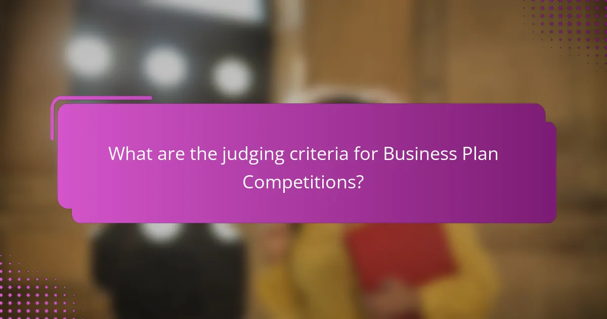 What are the judging criteria for Business Plan Competitions?