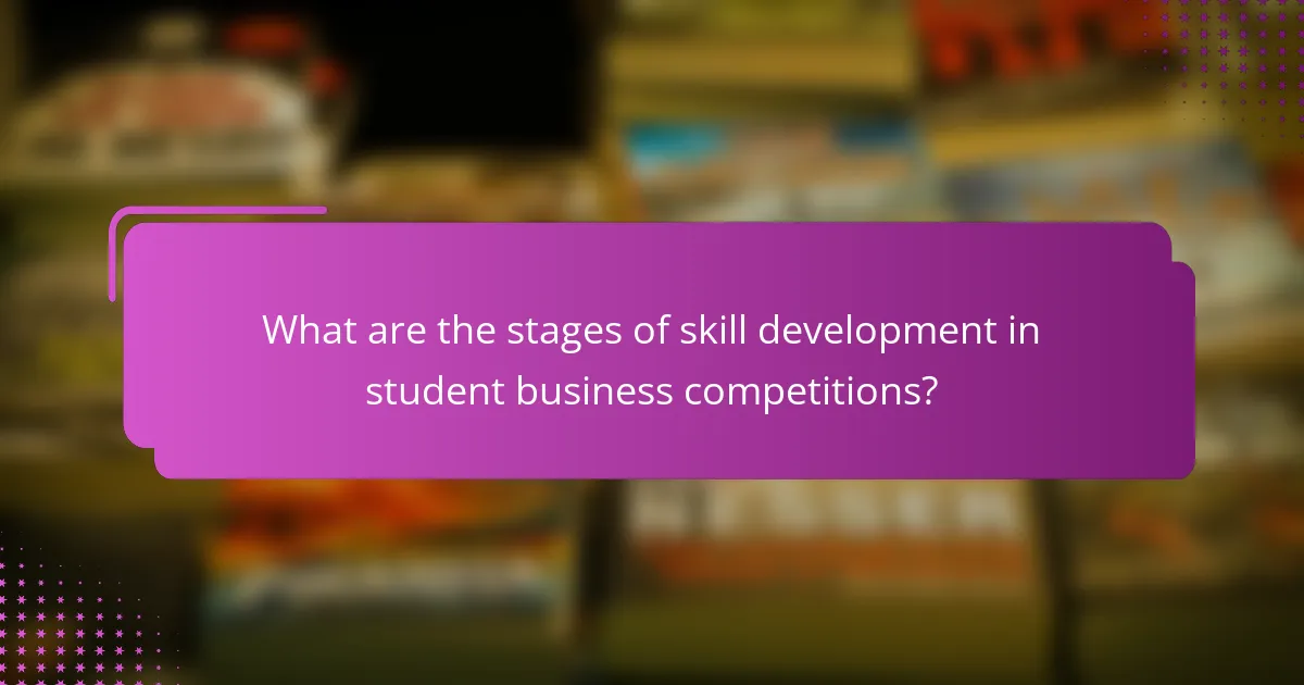 What are the stages of skill development in student business competitions?
