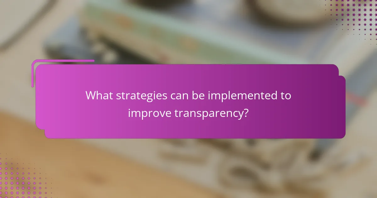 What strategies can be implemented to improve transparency?